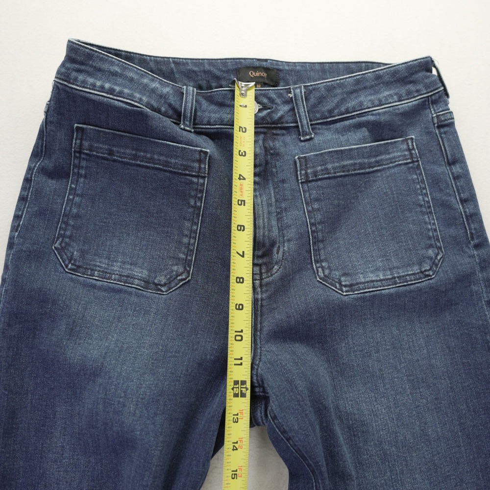 Quince Womens Bella Stretch Patch Pockets Wide Leg Crop Jeans Denim High Rise 32 - Picture 5 of 11